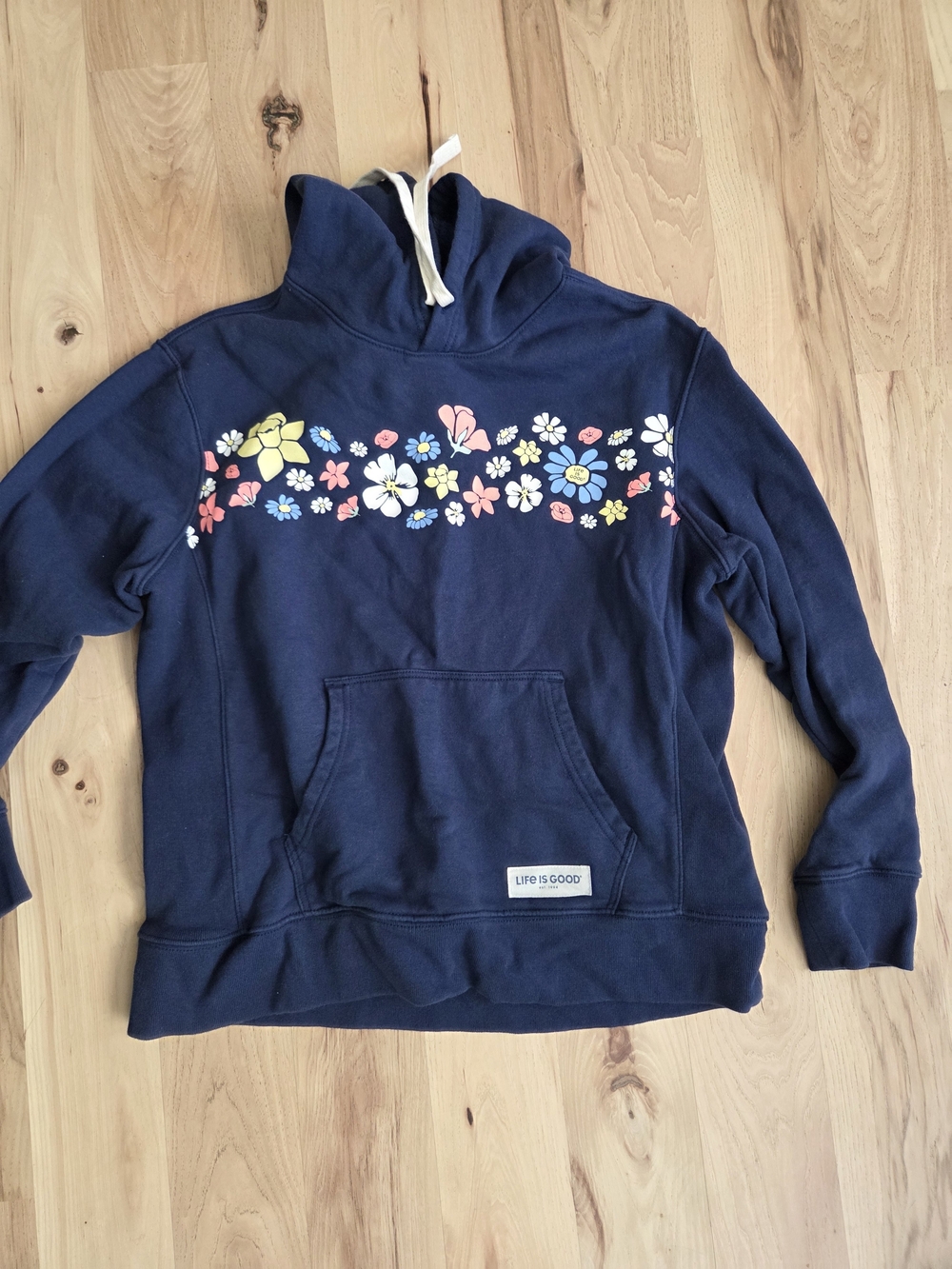 Life is Good Women's Navy Floral Hoodie Sweater